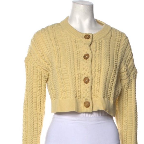 Sandy Liang Cropped Yellow Cardigan - Picture 3 of 5
